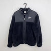 Preowned Nike Womens Teddy Sherpa Fluffy Fleece Jacket Size S Black Full-Zip Logo Swoosh