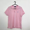 Preowned Polo Ralph Lauren Womens Basic Polo Shirt Size XL Skinny Pink Top Tennis Pony.