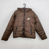 Preowned Nike Therma-FIT Womens Puffer Jacket Size M Brown Padded Basic Logo Swoosh