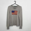 Preowned Ralph Lauren Womens Knit Flag Jumper Size L [Fit as M] Grey USA American Crew.