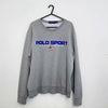 Preowned Polo Sport Ralph Lauren Mens Big Logo Sweatshirt USA Flag Size L Grey Pullover.