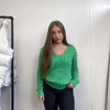 Preowned Ralph Lauren Sport Womens Cable-Knit Jumper Size M Green V-Neck Sweater