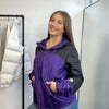 Preowned The North Face Womens Lightweight Jacket Windbreaker Size L Purple TNF Logo.