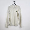 Preowned Lacoste Mens Basic Jumper Pullover Size 6 / L Slim Cream Sweater Logo Crew Knit.