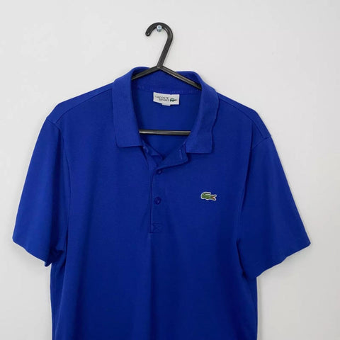 Preowned Lacoste Mens Basic Logo Polo Shirt Size FR4 / M Blue Top Collared Short-Sleeve.