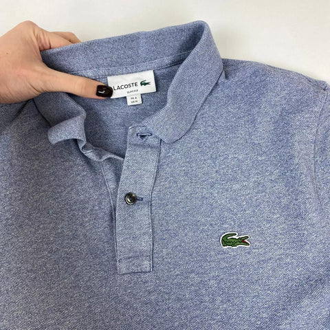 Preowned Lacoste Mens Basic Logo Polo Shirt Size FR4 / M Heather Blue Top Short-Sleeve.