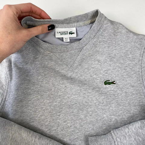 Lacoste Sport Womens Basic Sweatshirt Size FR3 / S Grey Crewneck Jumper Logo.