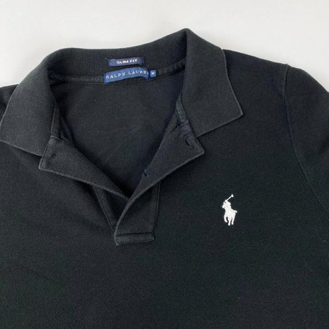 Ralph Lauren Womens Basic Polo Shirt Size M Black Top Tennis Preppy Pony.