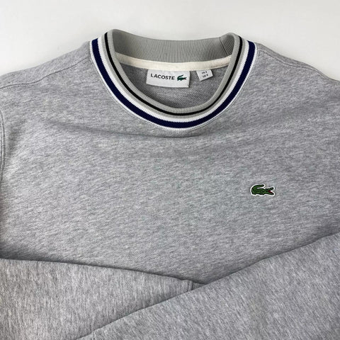 Lacoste Sport Womens Basic Sweatshirt Size FR3 / S Grey Crewneck Jumper Cricket.