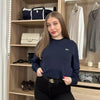 Lacoste Sport Womens Basic Sweatshirt Size FR3 / S Navy Crewneck Jumper Logo.