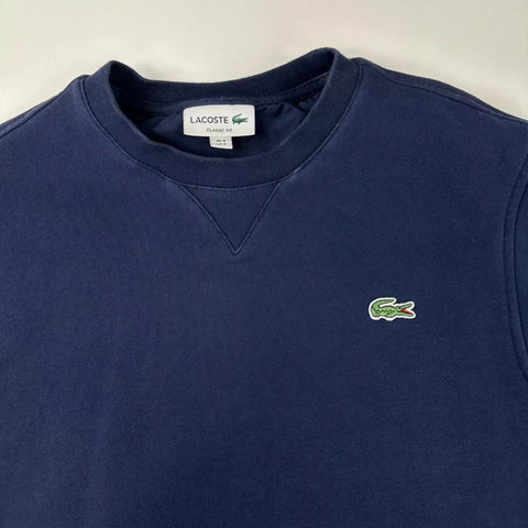 Lacoste Sport Womens Basic Sweatshirt Size FR3 / S Navy Crewneck Jumper Logo.