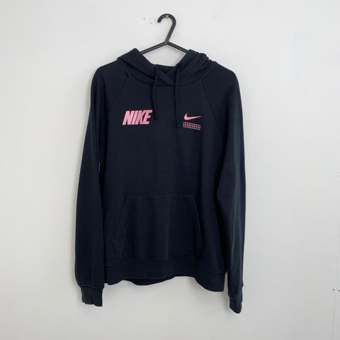 Nike Basic Hoodie Womens Size S Standard Fit Black & Pink Pullover Logo. - Stock Union