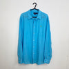 Polo Ralph Lauren Linen Button-Up Shirt Mens Size XL Blue Turquoise Summer Logo.