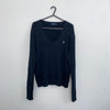 Polo Ralph Lauren Cable-Knit Jumper Womens Size XXL Slim Black V-Neck Sweater.