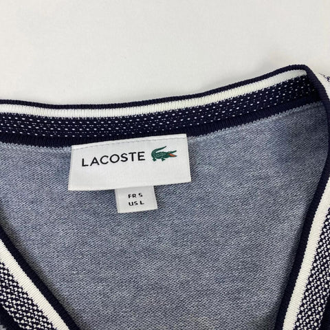 Preowned Lacoste Mens Basic Cricket Jumper Pullover Size L /FR5 Heather Blue Logo V-Neck.