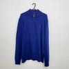 Preowned Polo Ralph Lauren Mens Quarter-Zip Jumper Size M Blue Knit 1/4 Zip Pullover Sweater.