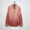 Ralph Lauren Mens Long-Sleeve Shirt Chambray Ombre Size XL Slim Pink Red Summer. Linen Look holiday shirt.