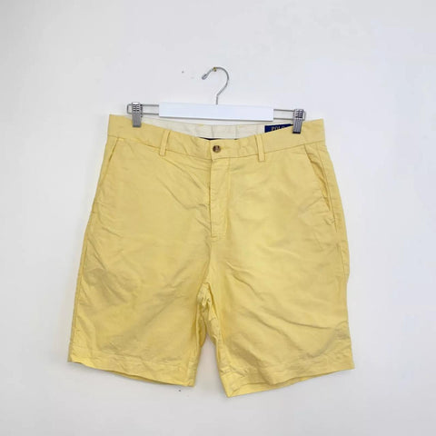 Preowned Polo Ralph Lauren Mens Summer Shorts Size 33 Yellow Preppy Zip Fly Pockets Lightweight.