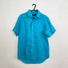 Polo Ralph Lauren Mens Linen Button-Up Shirt Size S Turquoise Short-Sleeve Logo.