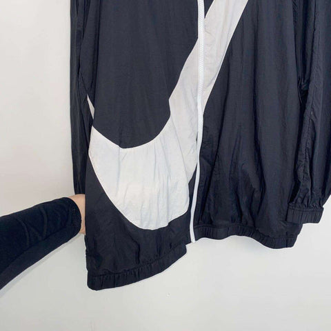 Nike Sportswear Woven Swoosh Jacket Big Logo Womens Size M Oversized Black White - Stock Union