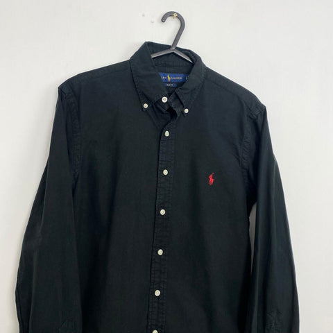 Ralph Lauren Long-Sleeve Shirt Button-Up Mens Size S Black Slim Fit Logo Formal.