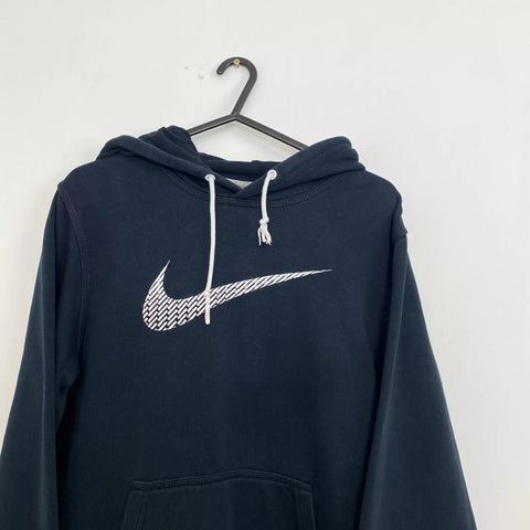 Preowned Nike Spellout Big Swoosh Oversized Hoodie Womens Size S Black Retro Style.