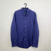 Preowned Ralph Lauren Mens Button-Up Shirt Size M Navy Long-Sleeve Feather Weight Twill.