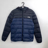 Preowned The North Face Mens West Peak Down Puffer Jacket 700 Down Size M Black Navy