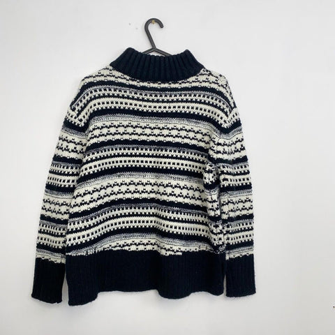 Superdry Nordic Scandinavian Pattern Knit Jumper Womens Size S Black/White - Stock Union