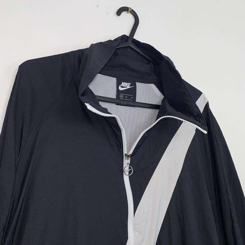 Nike Sportswear Woven Swoosh Jacket Big Logo Womens Size M Oversized Black White - Stock Union