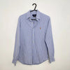 Preowned Polo Ralph Lauren Mens Striped Button-Up Shirt Size S Blue White Long-Sleeve Oxford.