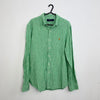 Polo Ralph Lauren Linen Shirt Long-Sleeve Mens Size L Green Striped Button-Up.
