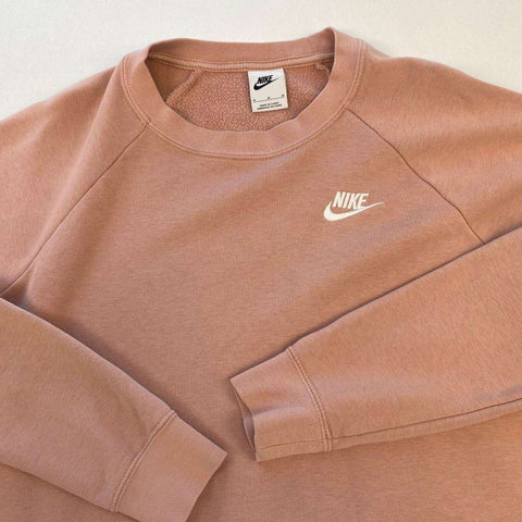 Nike Sportswear Essential Fleece Sweatshirt Womens Size M Soft Pink Logo Crew. - Stock Union