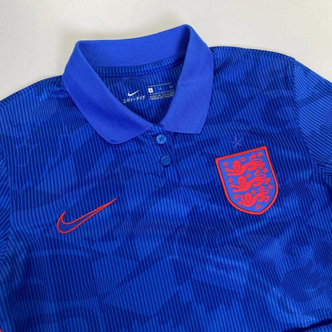 Preowned Nike England Womens Away Shirt Polo Jersey 2020-21 Blue Size S Football Euro.