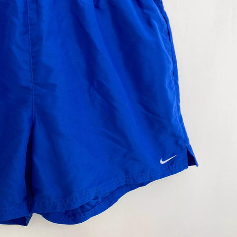 Preowned Nike Mens Woven Shorts Size XL Blue Track Volley 5" Embroidered Logo Swim.