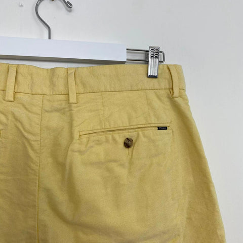 Preowned Polo Ralph Lauren Mens Summer Shorts Size 33 Yellow Preppy Zip Fly Pockets Lightweight.