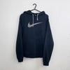 Nike Spellout Big Swoosh Oversized Hoodie Womens Size S Black Retro Style.