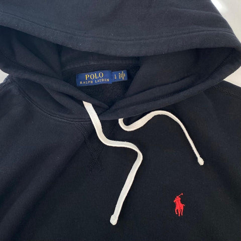 Polo Ralph Lauren Basic Hoodie Mens Size L Black Pullover Embroidered Logo.