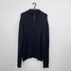 Preowned Polo Ralph Lauren Mens Cable-Knit Jumper Size L Black 1/4 Zip Quarter-Zip Logo.