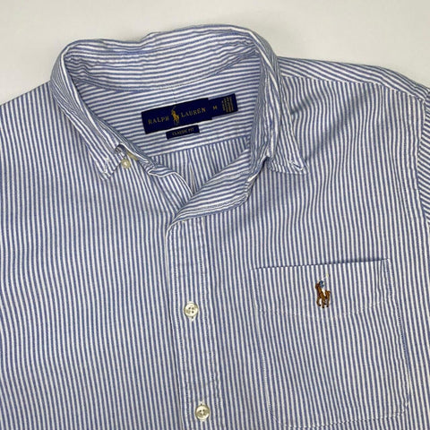 Ralph Lauren Short-Sleeve Striped Shirt Mens Size M Blue White Holiday Old Money