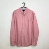 Preowned Ralph Lauren Mens Button-Up Shirt Size M Pink Slim Fit Long-Sleeve Logo Oxford