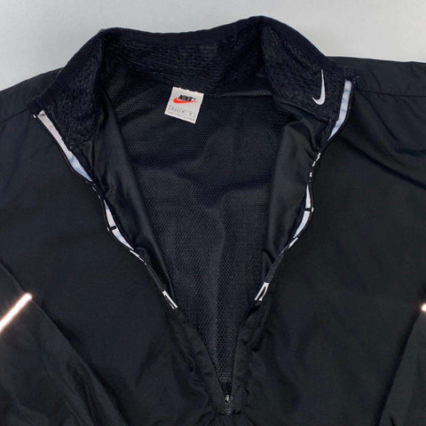 Nike Lightweight Pullover Jacket 1/2 Zip Womens Size M Black Spell Out Logo RARE - Stock Union