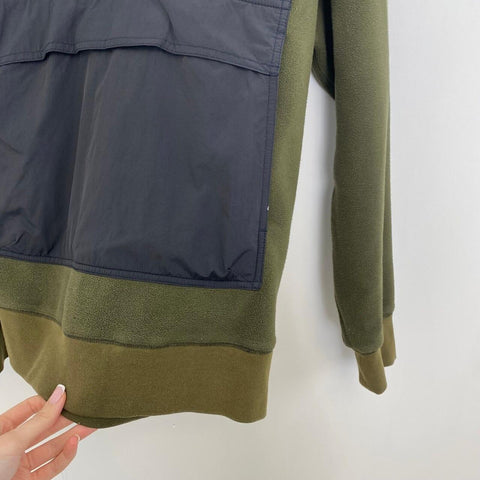 Polo Ralph Lauren Pullover Fleece Top Jacket Mens Size M Olive Green Black Logo. - Stock Union