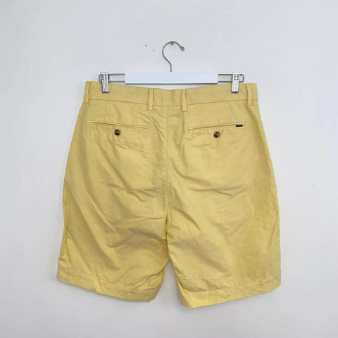 Preowned Polo Ralph Lauren Mens Summer Shorts Size 33 Yellow Preppy Zip Fly Pockets Lightweight.