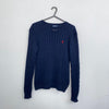 Polo Ralph Lauren Cable-Knit Jumper Womens Size M Slim Navy Crewneck Sweater.