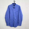 Preowned Ralph Lauren Mens Button-Up Shirt Size M Blue Slim Fit Long-Sleeve Stretch.