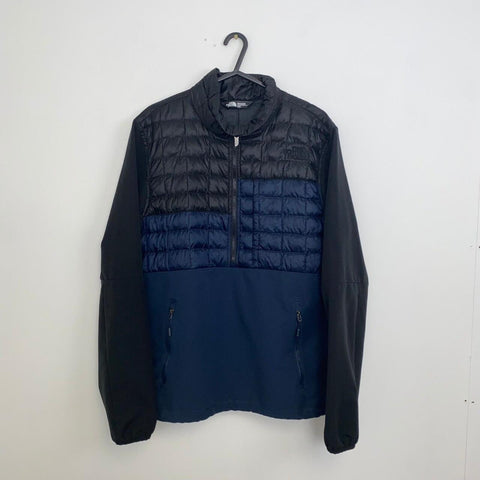 The North Face 1/2 Zip Lightweight Thermoball Jacket Mens Size M Black Navy TNF Denali.