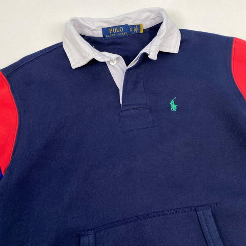 Polo Ralph Lauren Colour Block Sweat Rugby Shirt Mens Size XS Navy Multi Top.