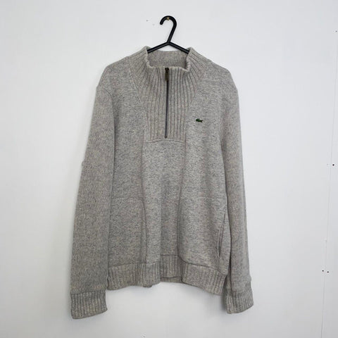 Vintage Lacoste Quarter-Zip Jumper Wool-Blend Mens Size 6 / XL Grey 1/4 Zip Knit - Stock Union