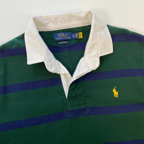 Polo Ralph Lauren Iconic Rugby Long-Sleeve Polo Mens Size XL Green Navy Top [QR]